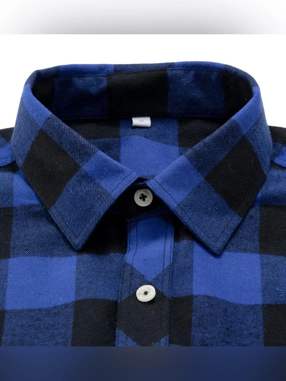 NWOT-5XL Men's Italian Blue & Black Plaid Button-Up performance Flannel  Shirt
